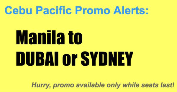 Cebu Pacific Promos Manila Dubai Sydney Jan-May 2018