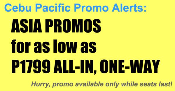 Cebu Pacific Promos Asia Nov 2017-Mar 2018