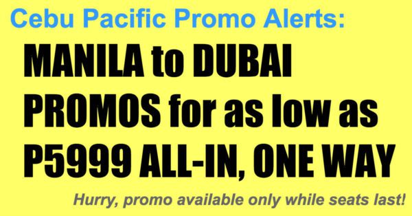 Cebu Pacific Manila Dubai Promos Nov 2017-Mar 2018