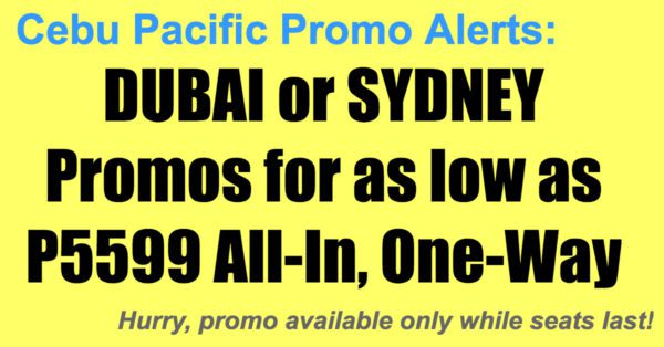 Cebu Pacific Dubai Sydney Promos Nov 2017-Mar 2018