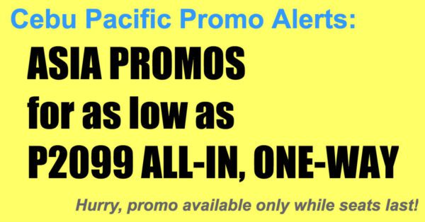 Cebu Pacific Sale Asia Nov 2017-Mar 2018 for P2099