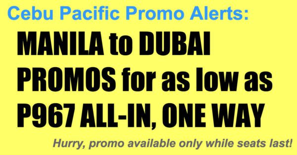 Cebu Pacific Manila Dubai Promos Jan-Mar 2018