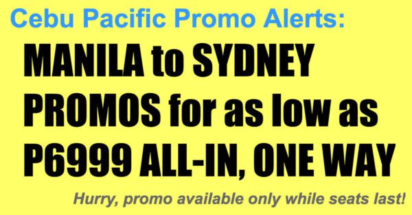 Cebu Pacific Manila Sydney Promos Nov 2017-Mar 2018