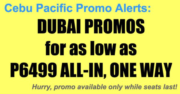 Cebu Pacific Dubai Promos Jan-Jul 2018