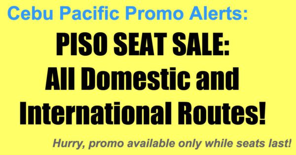 Cebu Pacific Piso Seat Sale Jun-Oct 2018