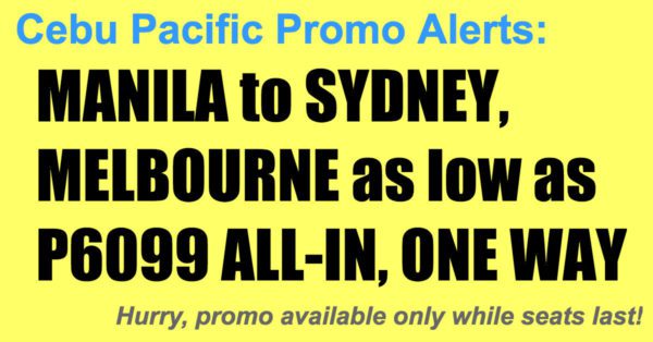 Cebu Pacific Sydney Melbourne Promos 2018