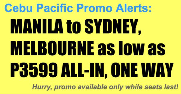 Cebu Pacific Sydney Melbourne Promos Jun-Oct 2018