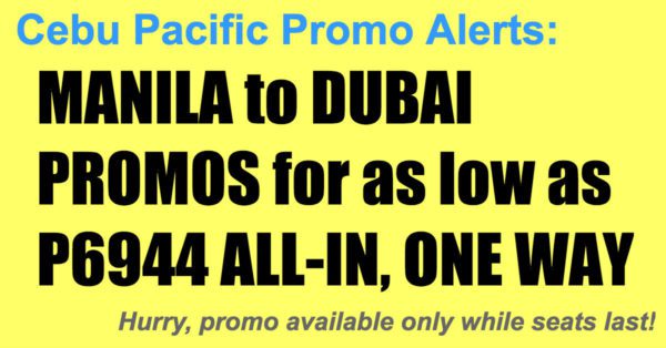 Cebu Pacific Manila-Dubai Promos Jun-Oct 2018