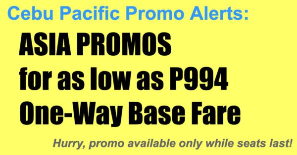 Cebu Pacific Asia Promos Dec 2018-Mar 2019