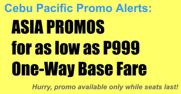 Cebu Pacific Asia Promos Jan-Apr 2019 for P999 Base Fare One-Way
