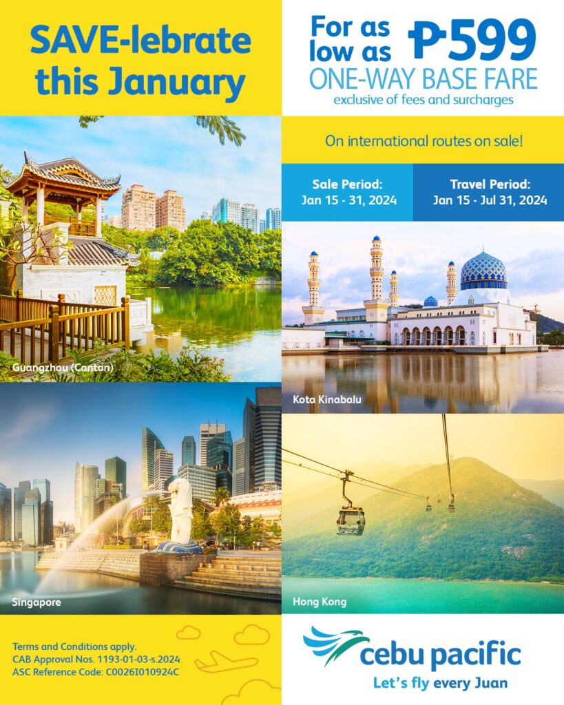 Cebu Pacific Sale January 15 to Juky 31, 2024