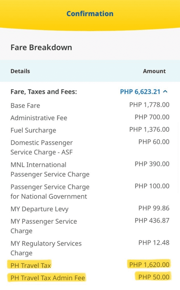 Cebu Pacific Philippine Travel Tax